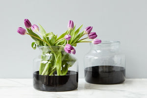 Black Colorblock Flower Vase